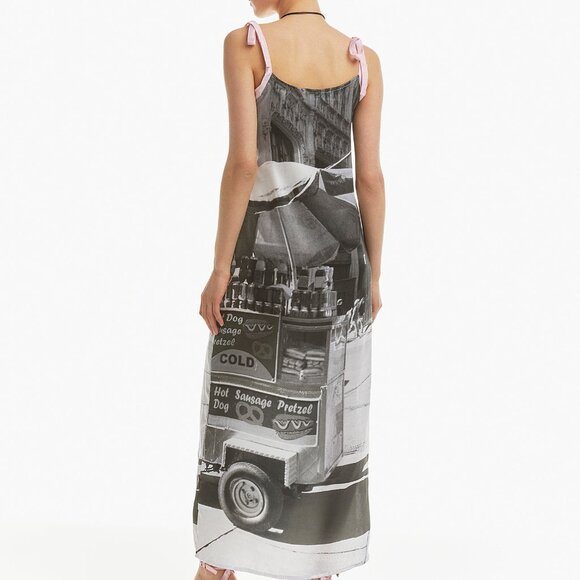 Basic Pleasure Mode Bowtie City Print Satiny Maxi Dress - Picture 2 of 4